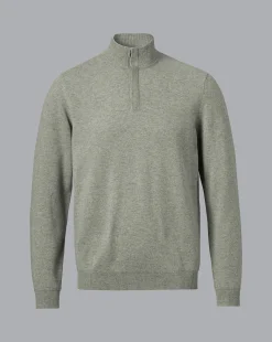 Sweaters|Green Sweaters<Charles Tyrwhitt Merino Cashmere Button Neck Sweater - Sage Green
