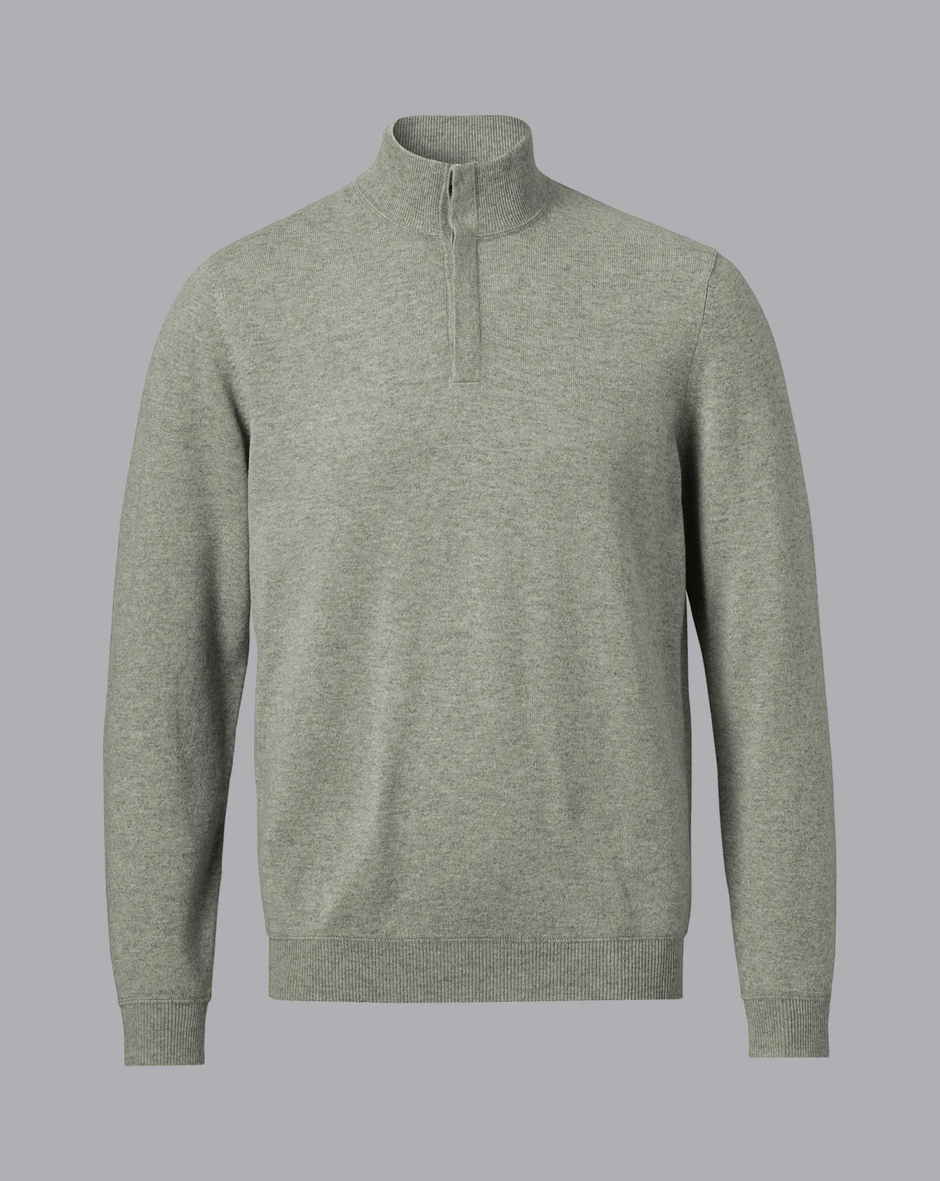 Sweaters|Green Sweaters<Charles Tyrwhitt Merino Cashmere Button Neck Sweater - Sage Green