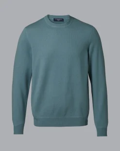 Sweaters<Charles Tyrwhitt Merino Cashmere Crew Neck Sweater - Pale Green Teal