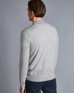 Sweaters|Crew Neck Sweaters<Charles Tyrwhitt Merino Cashmere Crew Neck Sweater - Silver
