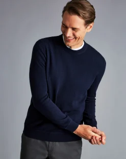 Sweaters|Crew Neck Sweaters<Charles Tyrwhitt Merino Cashmere Crew Neck Sweater - Navy