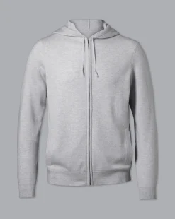 Sweaters<Charles Tyrwhitt Merino Cashmere Hooded Zip Through Sweater - Silver