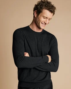 Sweaters|Crew Neck Sweaters<Charles Tyrwhitt Merino Crew Neck Sweater - Grey Charcoal
