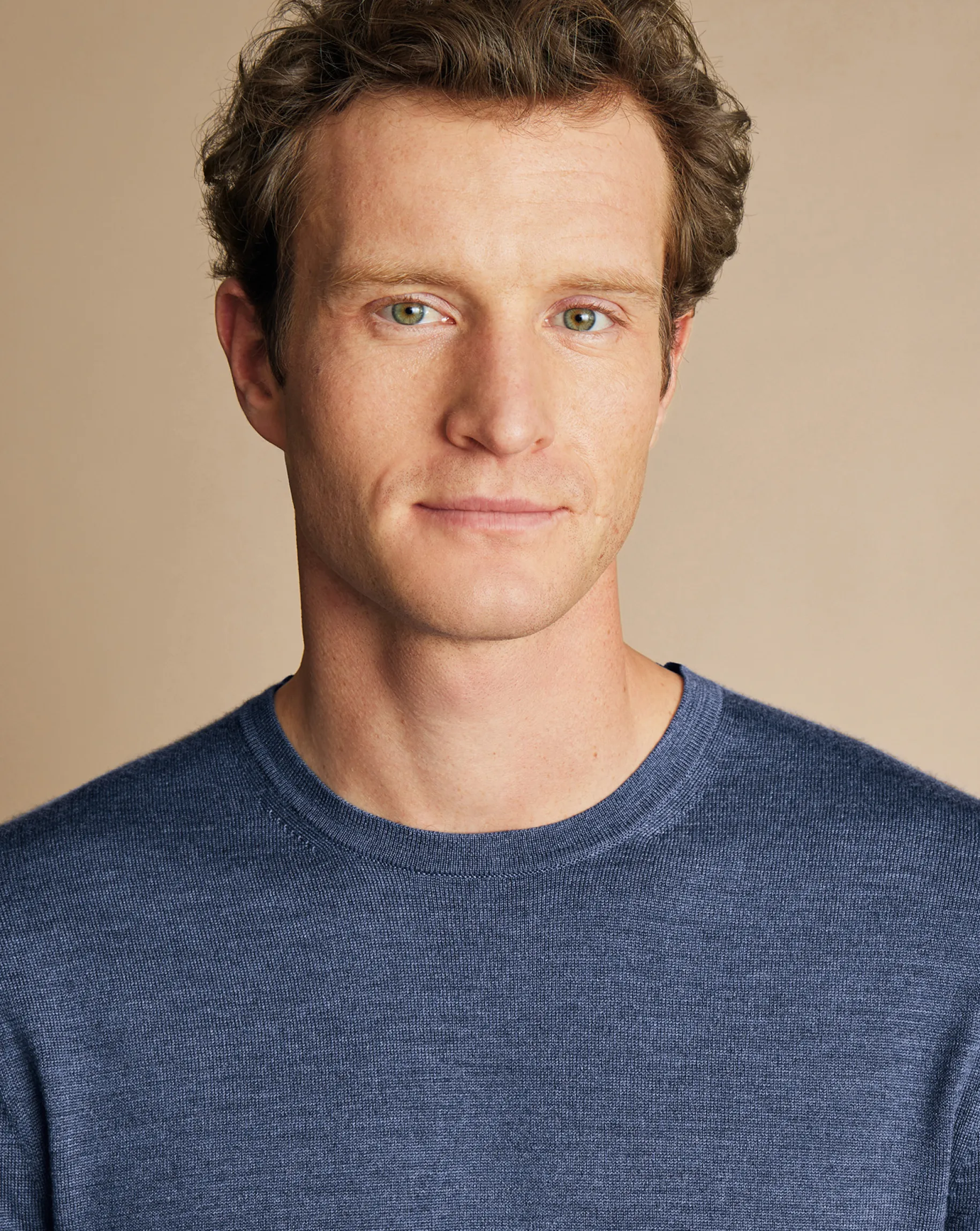 Sweaters|Crew Neck Sweaters<Charles Tyrwhitt Merino Crew Neck Sweater - Melange Indigo