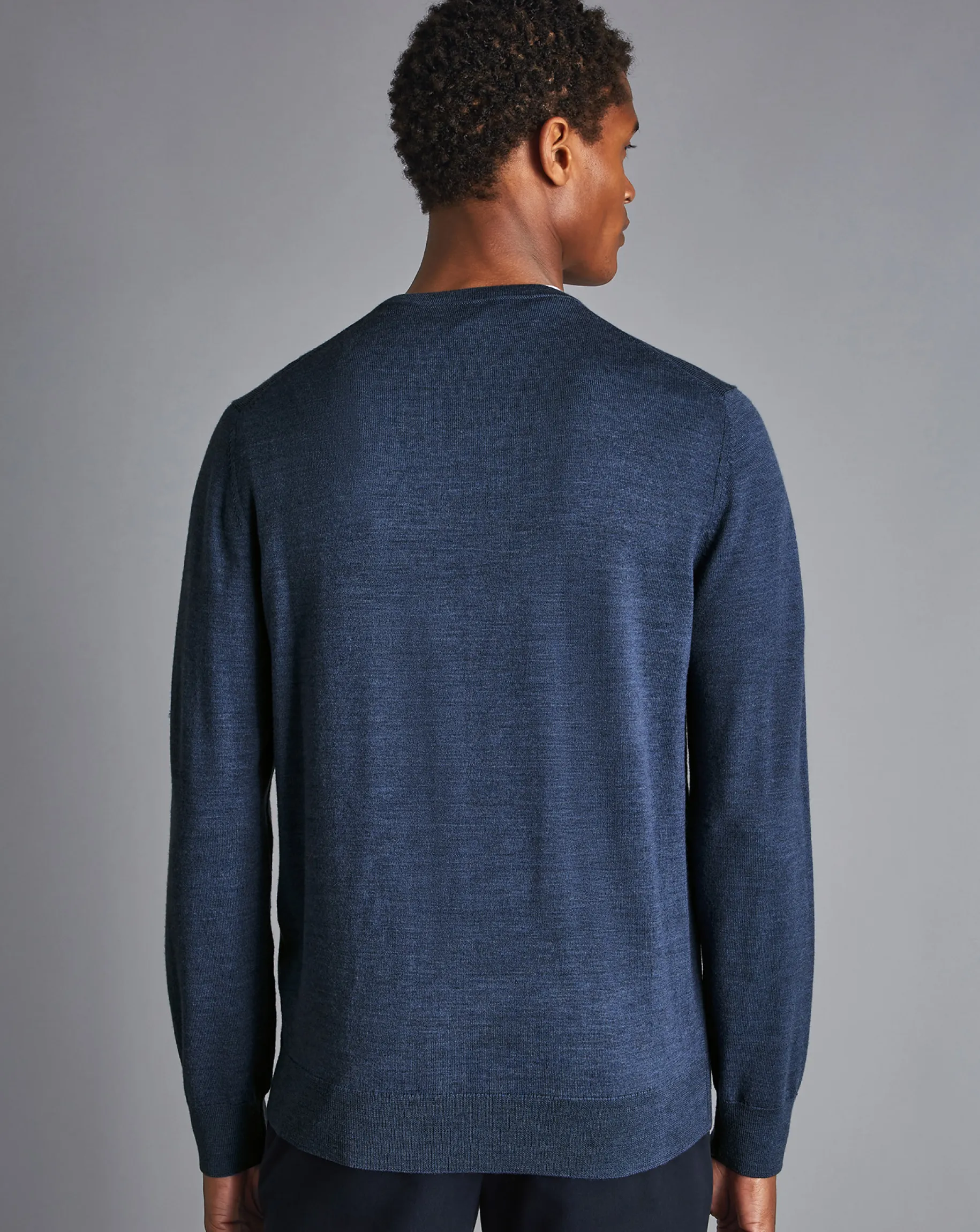 Sweaters|Crew Neck Sweaters<Charles Tyrwhitt Merino Crew Neck Sweater - Melange Indigo