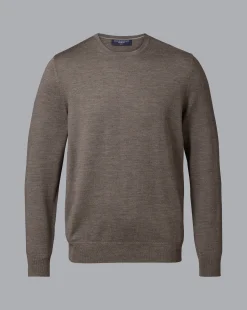 Sweaters<Charles Tyrwhitt Merino Crew Neck Sweater - Mocha
