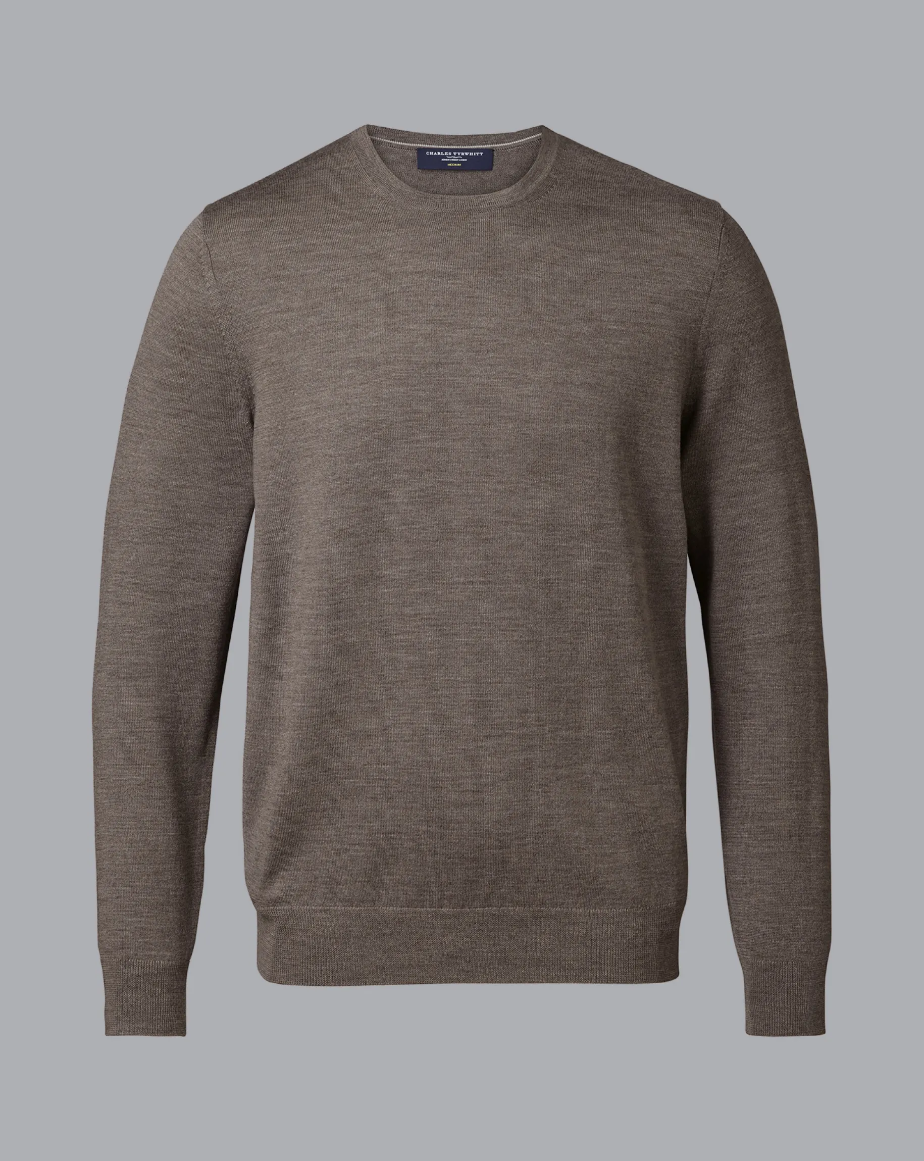 Sweaters<Charles Tyrwhitt Merino Crew Neck Sweater - Mocha