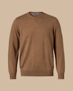 Sweaters|Crew Neck Sweaters<Charles Tyrwhitt Merino Crew Neck Sweater - Sand