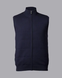 Golf Collection|Sweaters<Charles Tyrwhitt Merino Funnel Neck Vest - Navy