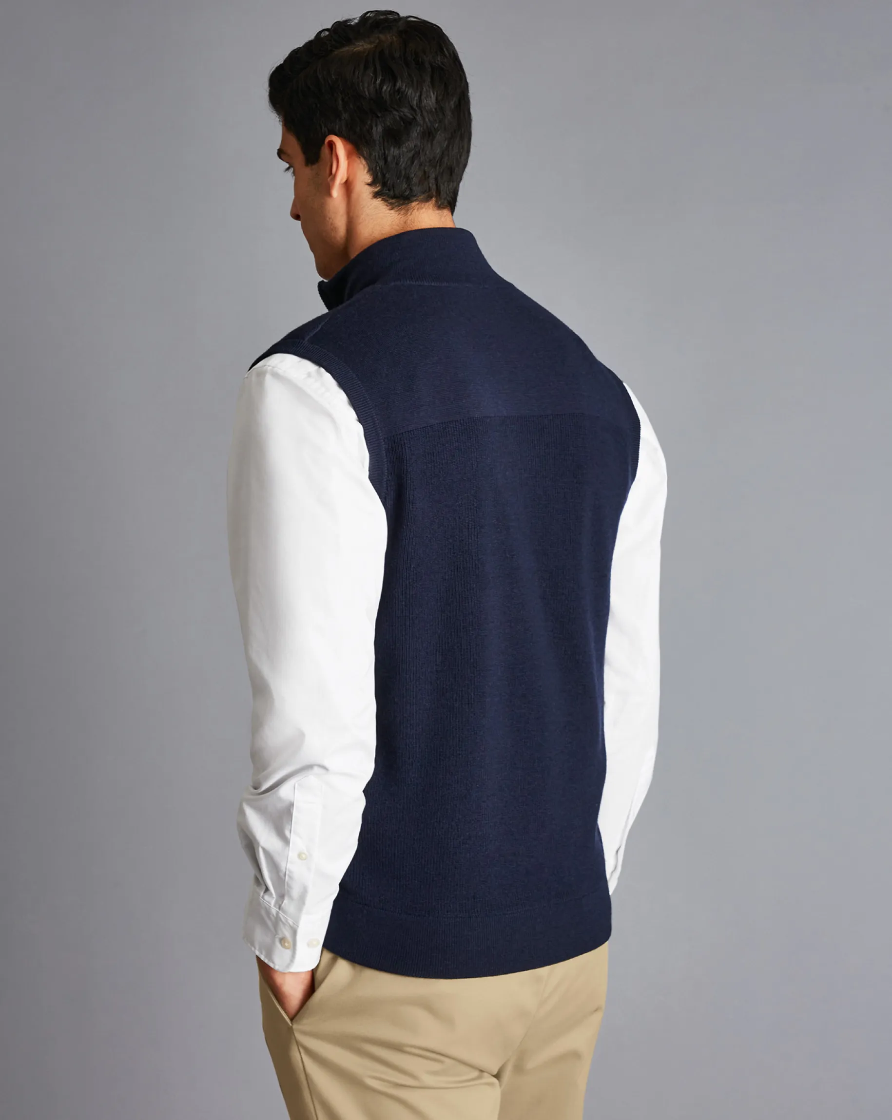 Golf Collection|Sweaters<Charles Tyrwhitt Merino Funnel Neck Vest - Navy