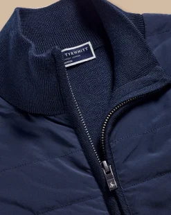 Blue Sweaters|Casual Jackets<Charles Tyrwhitt Merino Padded Funnel Neck Jacket - Navy