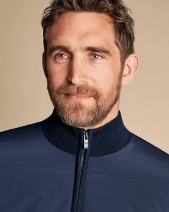 Blue Sweaters|Casual Jackets<Charles Tyrwhitt Merino Padded Funnel Neck Jacket - Navy
