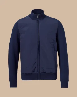 Blue Sweaters|Casual Jackets<Charles Tyrwhitt Merino Padded Funnel Neck Jacket - Navy