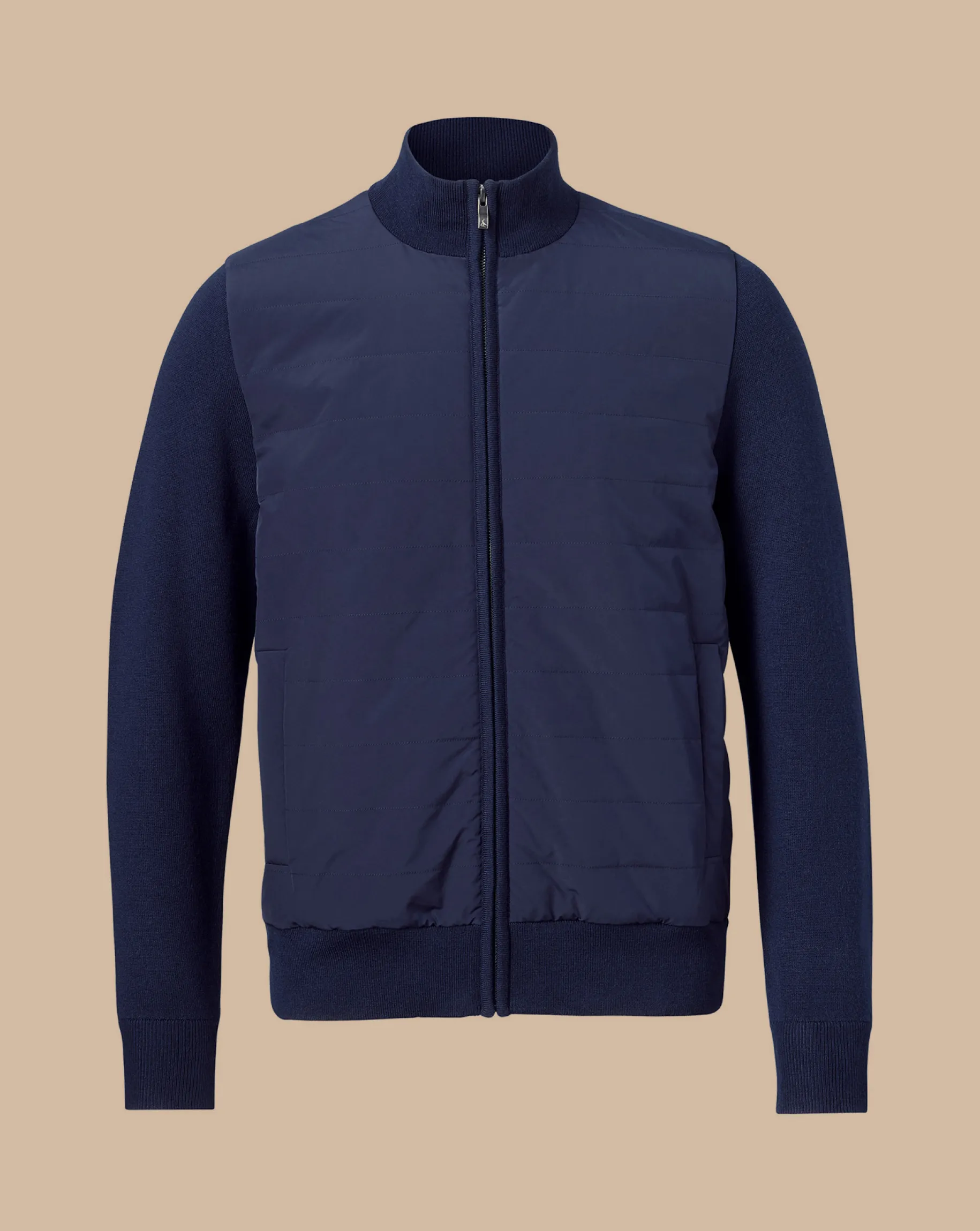Blue Sweaters|Casual Jackets<Charles Tyrwhitt Merino Padded Funnel Neck Jacket - Navy