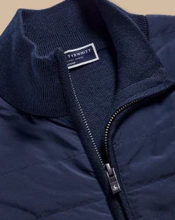 Vests|Merino Sweaters<Charles Tyrwhitt Merino Padded Funnel Neck Vest - Navy