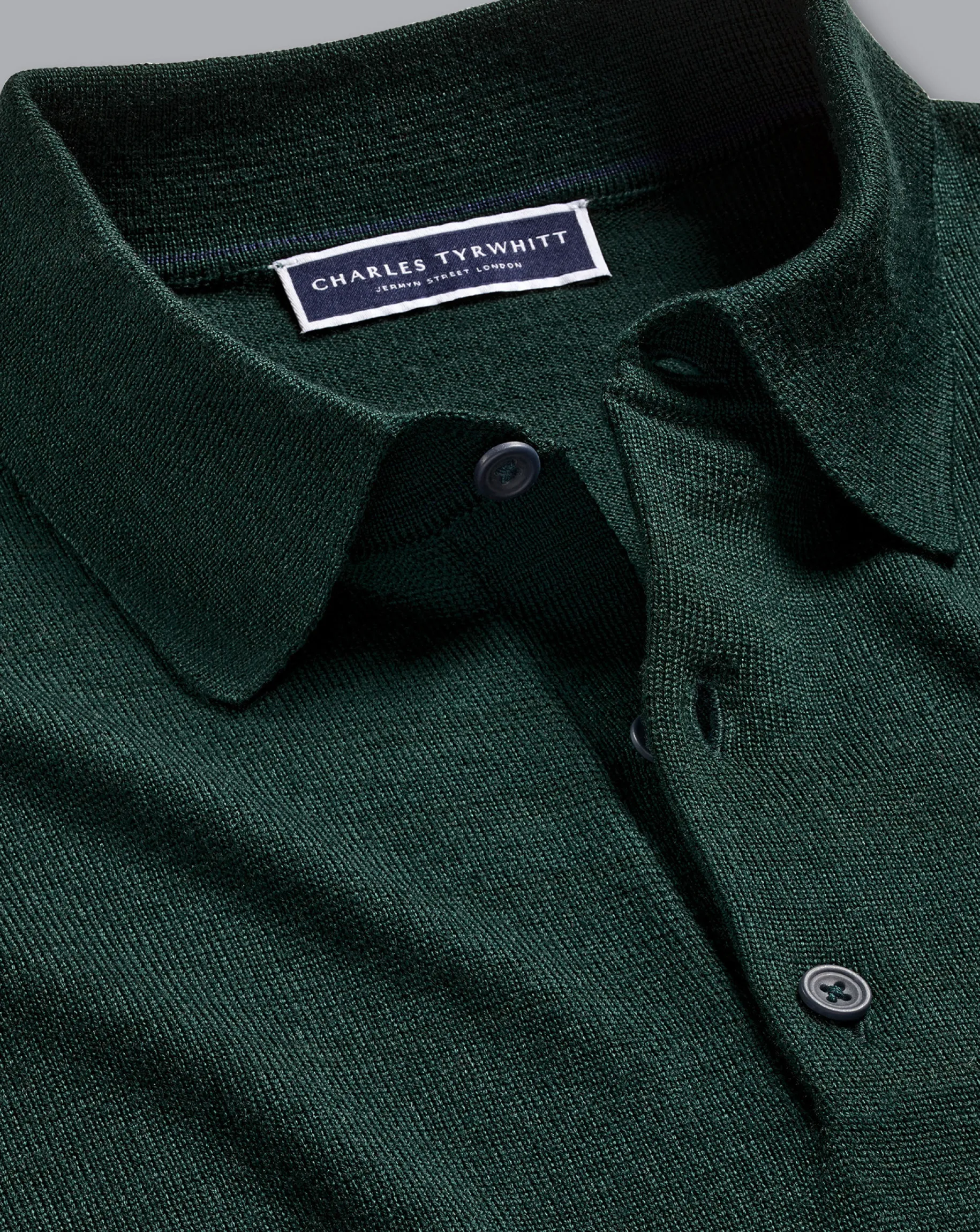 Long Sleeve polos|Polos<Charles Tyrwhitt Merino Polo Sweater - Forest Green