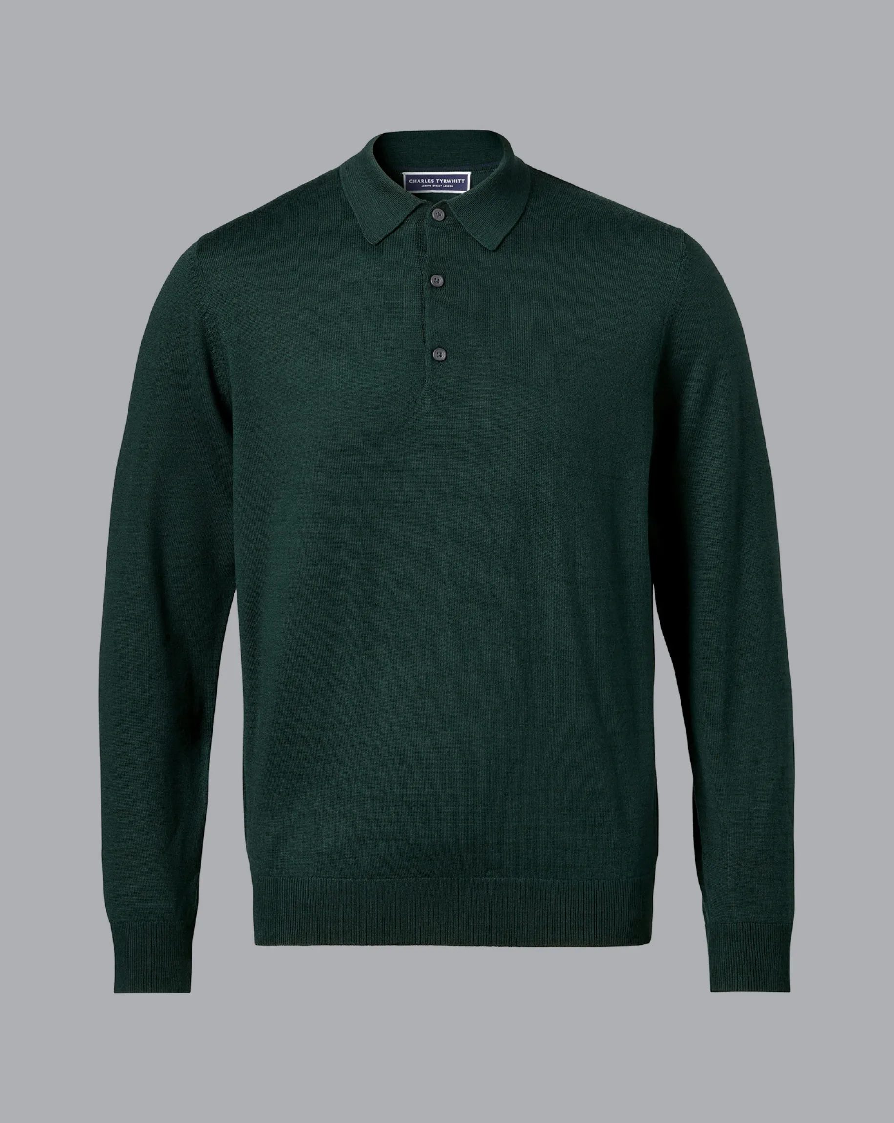 Long Sleeve polos|Polos<Charles Tyrwhitt Merino Polo Sweater - Forest Green