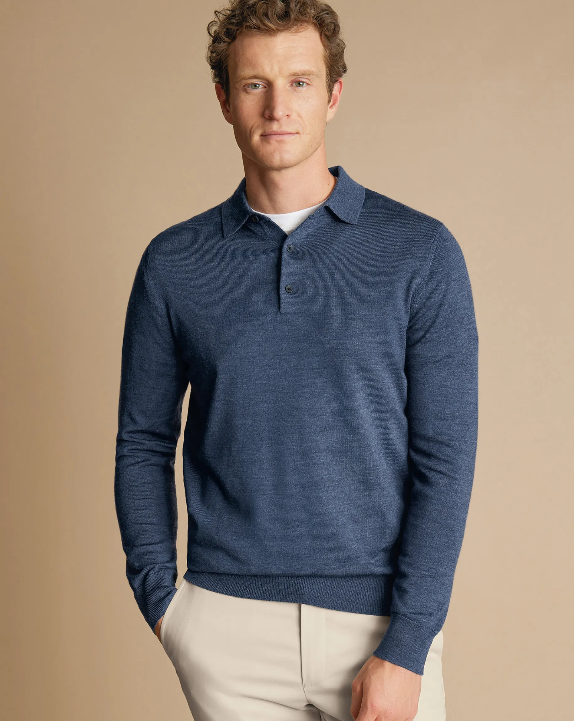 Blue Shirts|Blue<Charles Tyrwhitt Merino Polo Sweater - Indigo