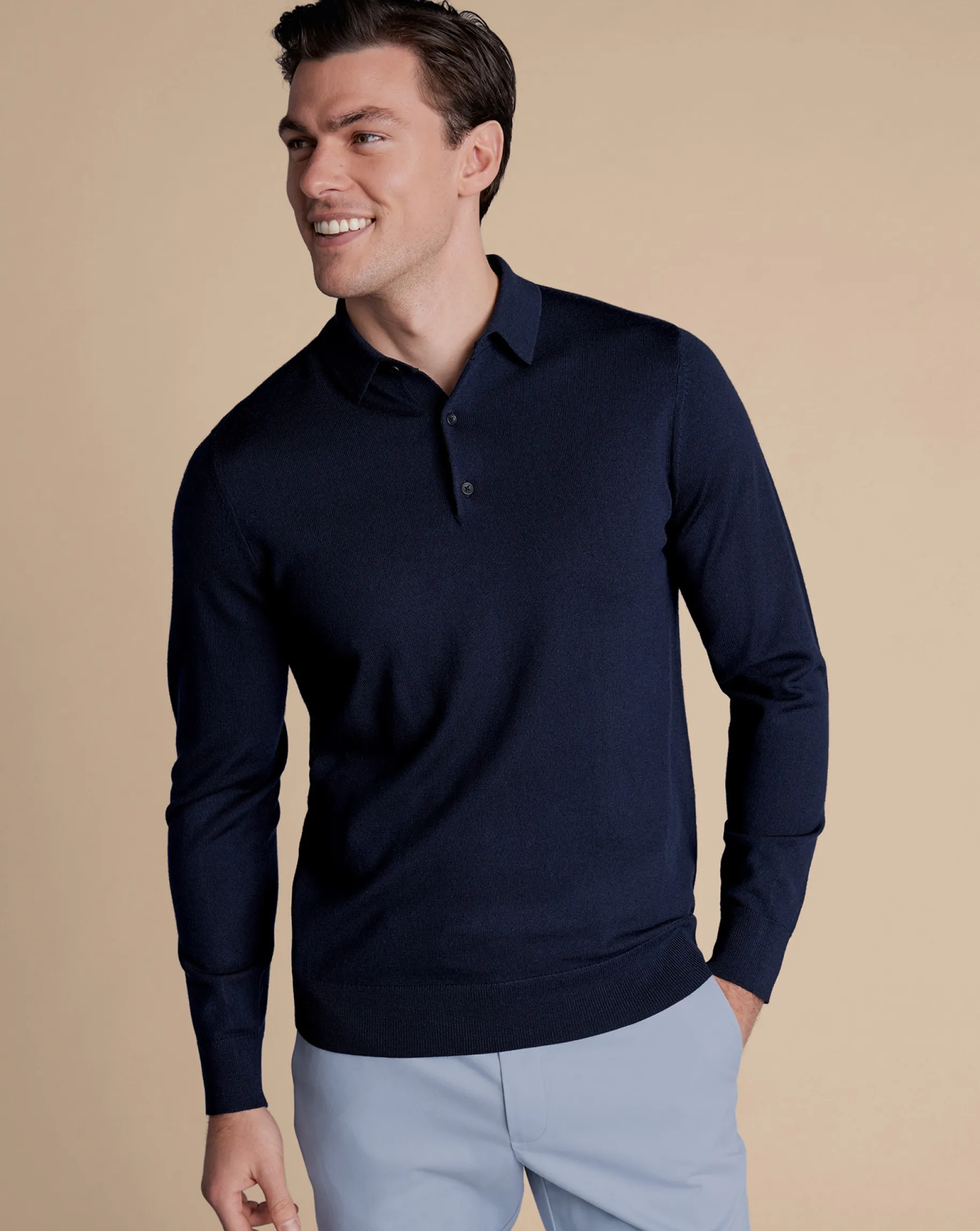 Blue Shirts|Blue<Charles Tyrwhitt Merino Polo Sweater - Navy