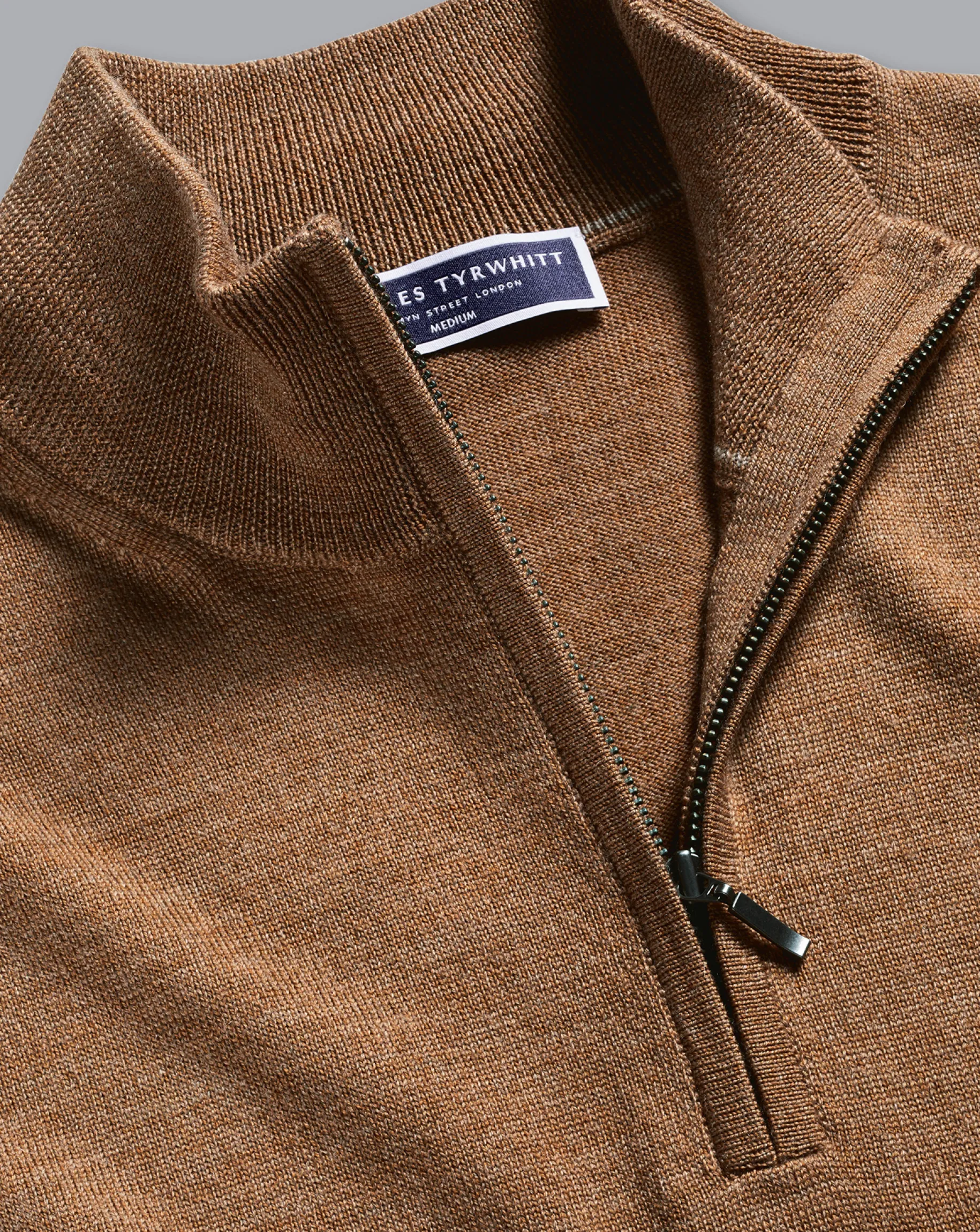 Quarter Zip Sweaters|Sweaters<Charles Tyrwhitt Merino Quarter Zip Sweater - Sand