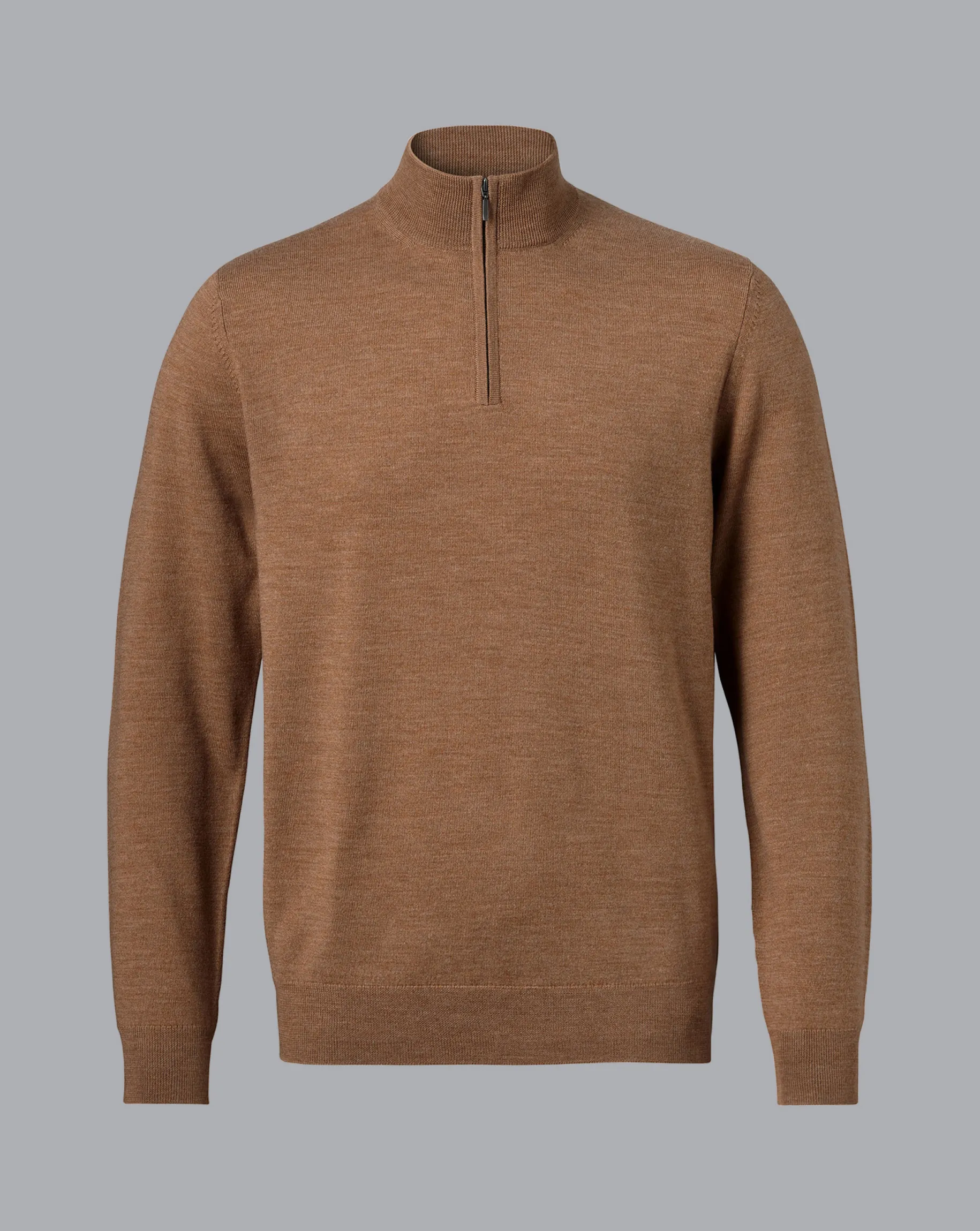 Quarter Zip Sweaters|Sweaters<Charles Tyrwhitt Merino Quarter Zip Sweater - Sand