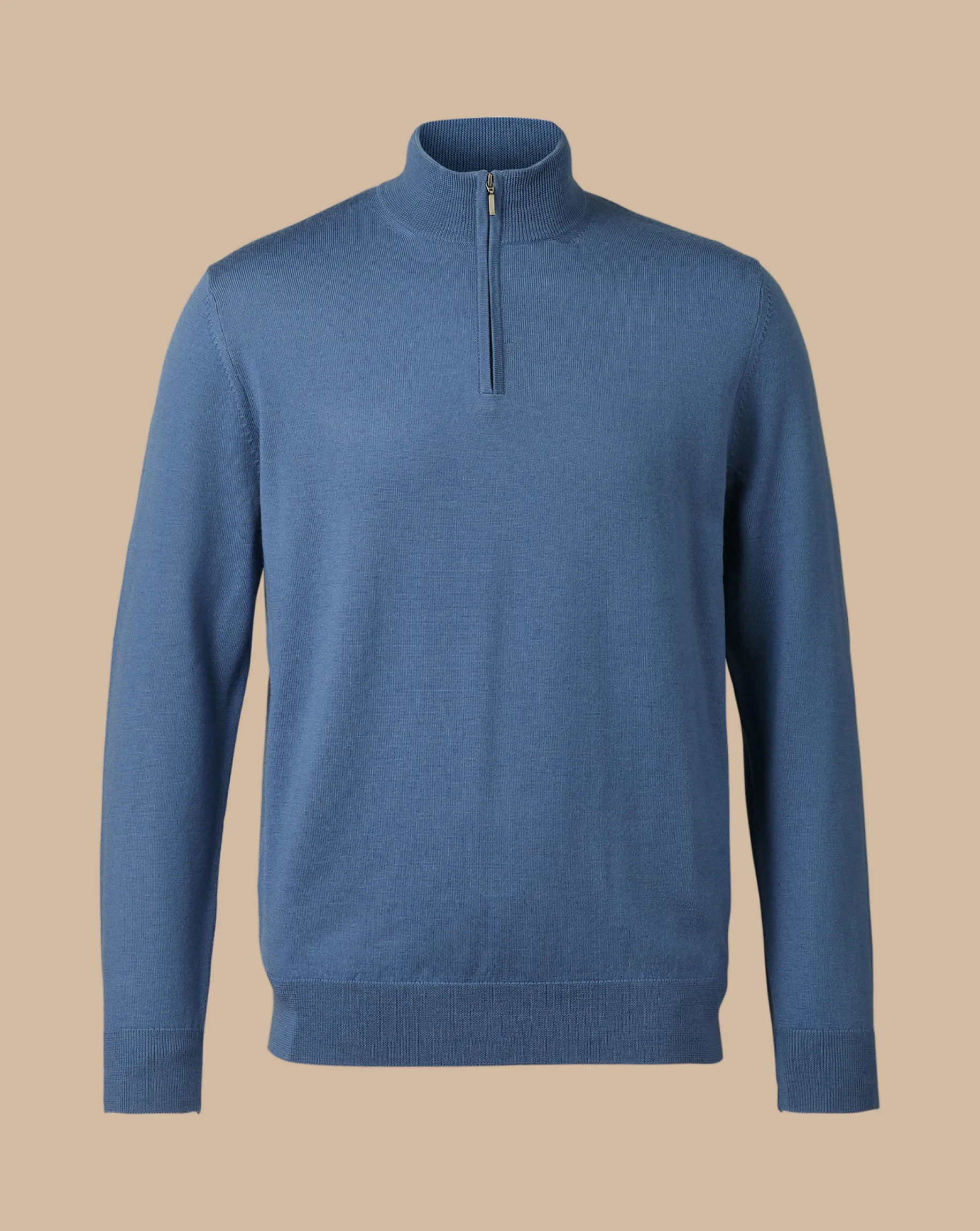 Quarter Zip Sweaters|Sweaters<Charles Tyrwhitt Merino Quarter Zip Sweater - Steel Blue