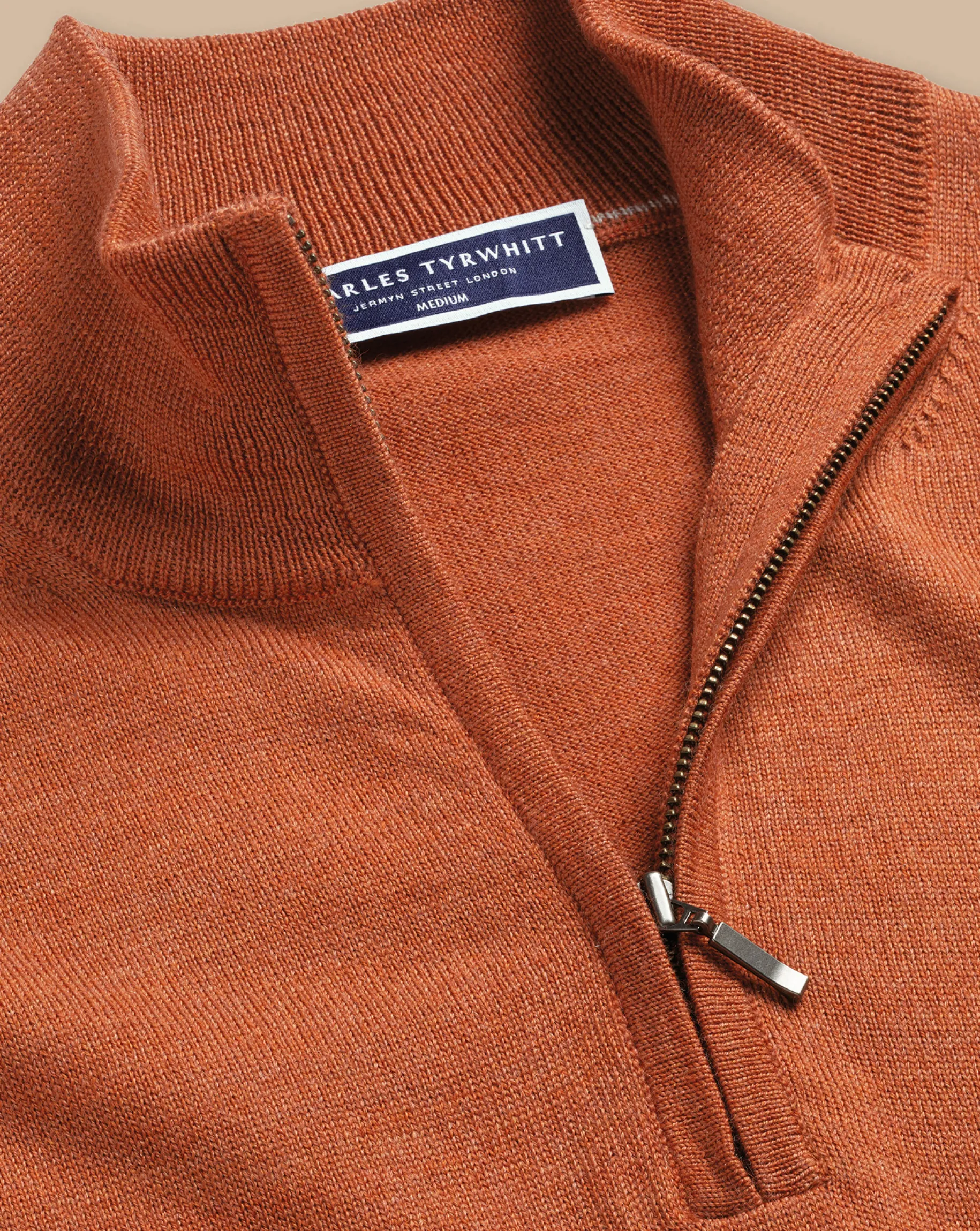 Quarter Zip Sweaters|Sweaters<Charles Tyrwhitt Merino Quarter Zip Sweater - Orange