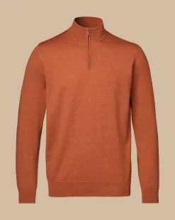 Quarter Zip Sweaters|Sweaters<Charles Tyrwhitt Merino Quarter Zip Sweater - Orange