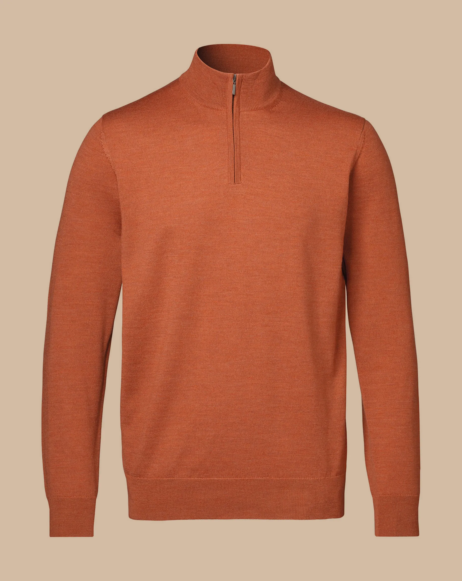 Quarter Zip Sweaters|Sweaters<Charles Tyrwhitt Merino Quarter Zip Sweater - Orange