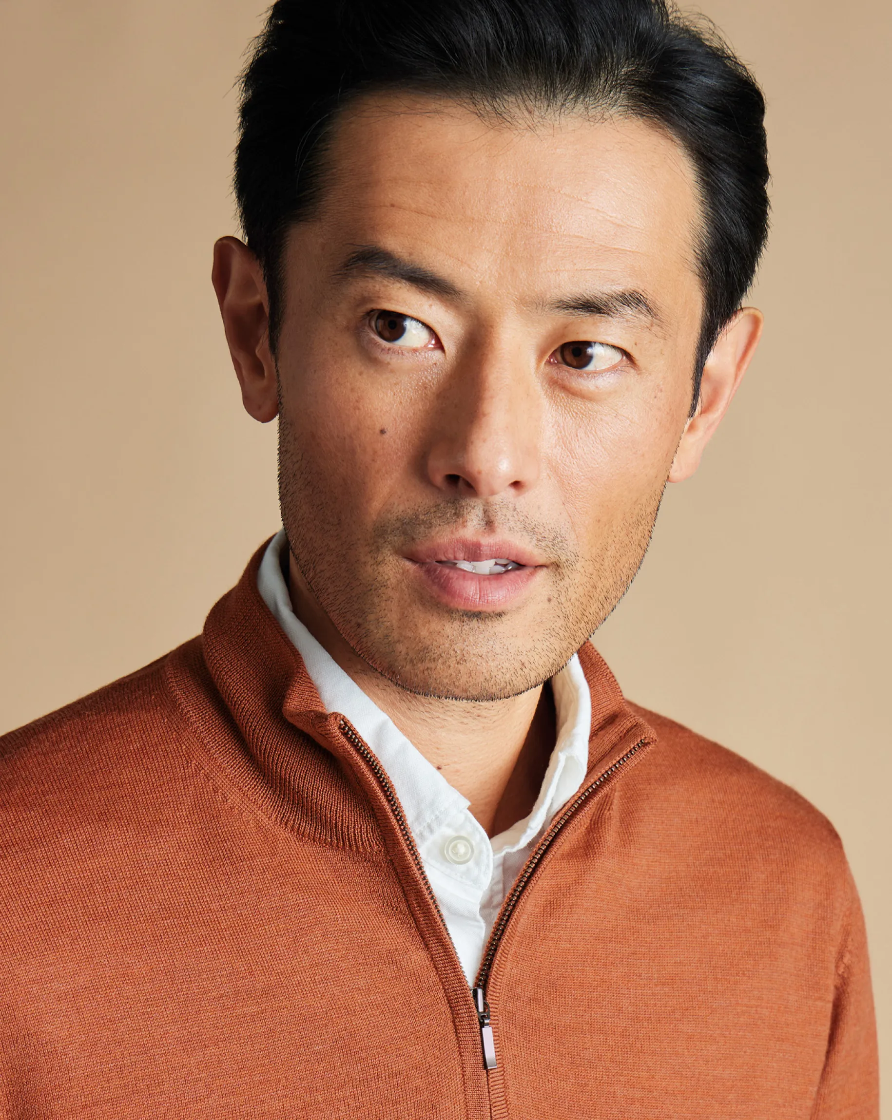 Quarter Zip Sweaters|Sweaters<Charles Tyrwhitt Merino Quarter Zip Sweater - Orange