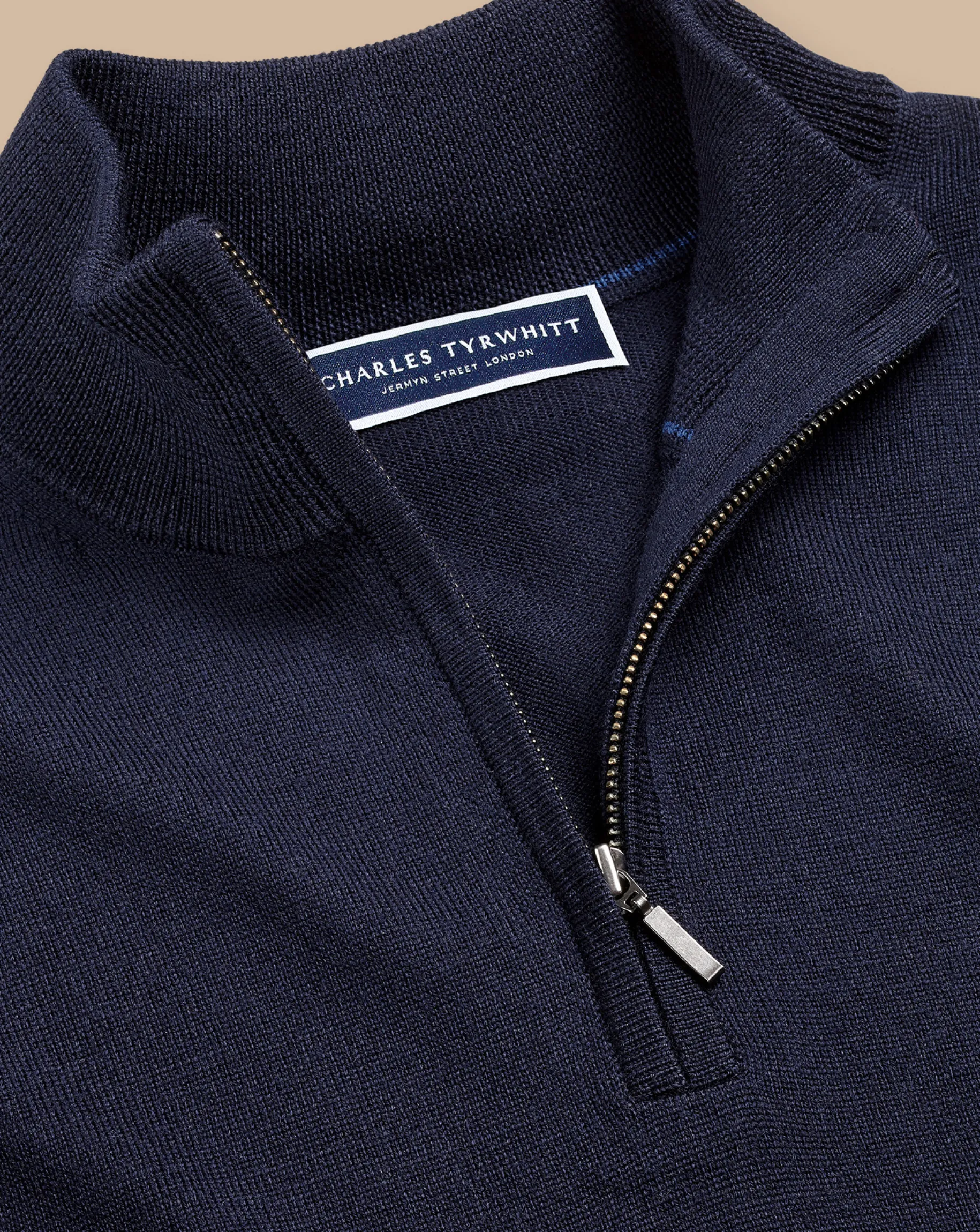 Sweaters|Quarter Zip Sweaters<Charles Tyrwhitt Merino Quarter Zip Sweater - Navy
