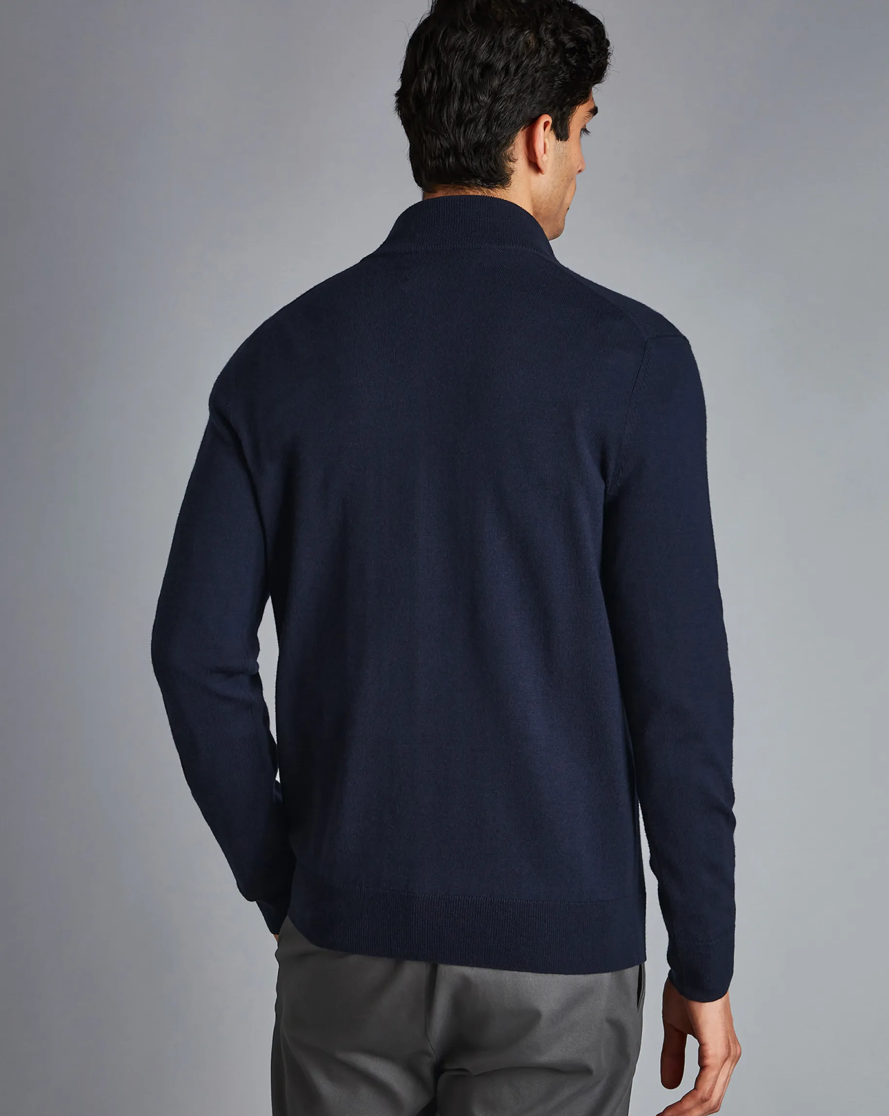 Sweaters|Quarter Zip Sweaters<Charles Tyrwhitt Merino Quarter Zip Sweater - Navy