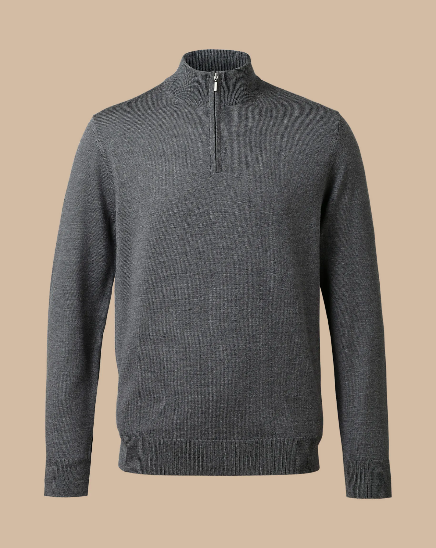 Quarter Zip Sweaters|Sweaters<Charles Tyrwhitt Merino Quarter Zip Sweater - Grey