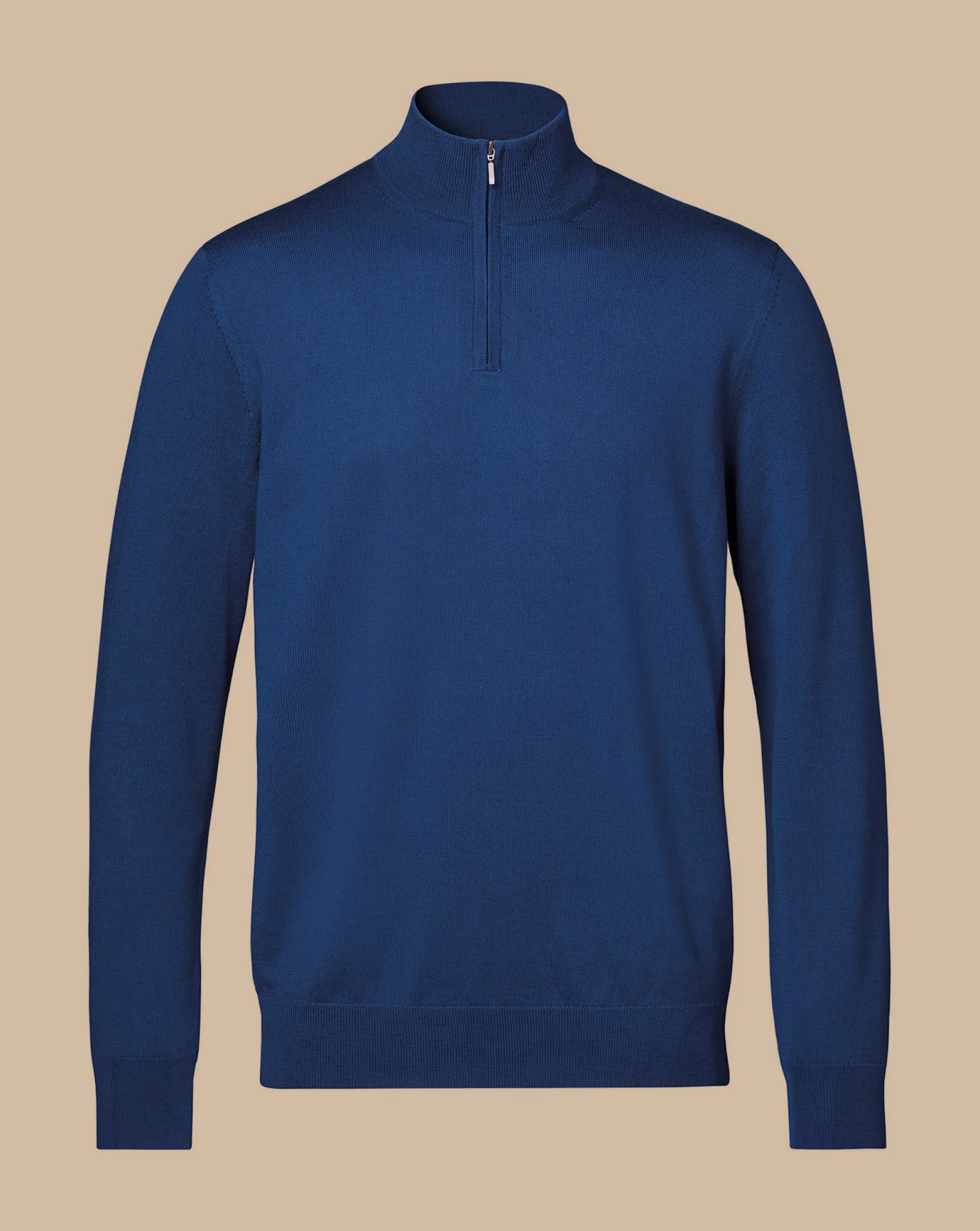 Quarter Zip Sweaters|Sweaters<Charles Tyrwhitt Merino Quarter Zip Sweater - Ocean Blue