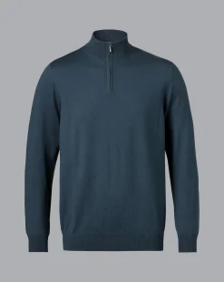 Quarter Zip Sweaters|Sweaters<Charles Tyrwhitt Merino Quarter Zip Sweater - Petrol Blue