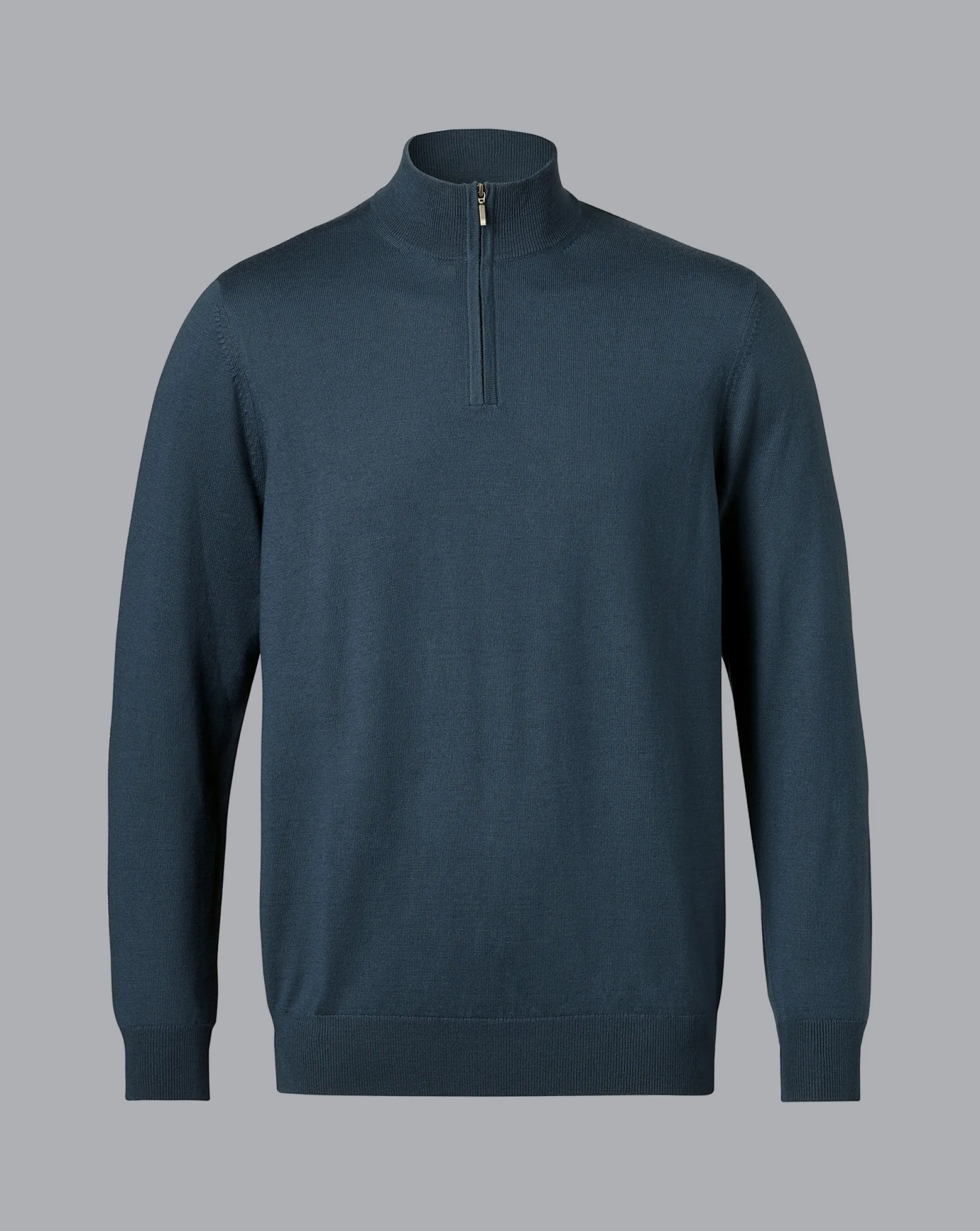 Quarter Zip Sweaters|Sweaters<Charles Tyrwhitt Merino Quarter Zip Sweater - Petrol Blue