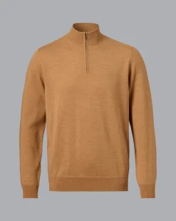 Sweaters<Charles Tyrwhitt Merino Quarter Zip Sweater - Gold