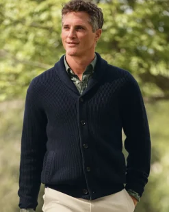 Blue Sweaters|Cardigans<Charles Tyrwhitt Merino Shawl Neck Chunky Cardigan - Navy