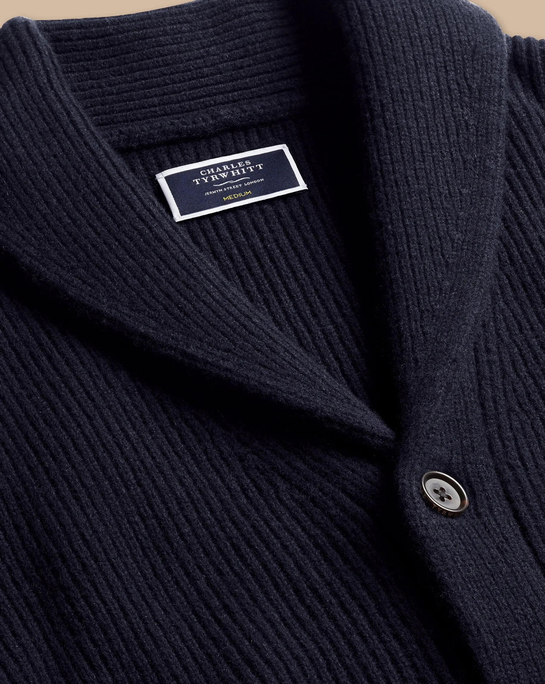 Blue Sweaters|Cardigans<Charles Tyrwhitt Merino Shawl Neck Chunky Cardigan - Navy