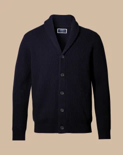 Blue Sweaters|Cardigans<Charles Tyrwhitt Merino Shawl Neck Chunky Cardigan - Navy