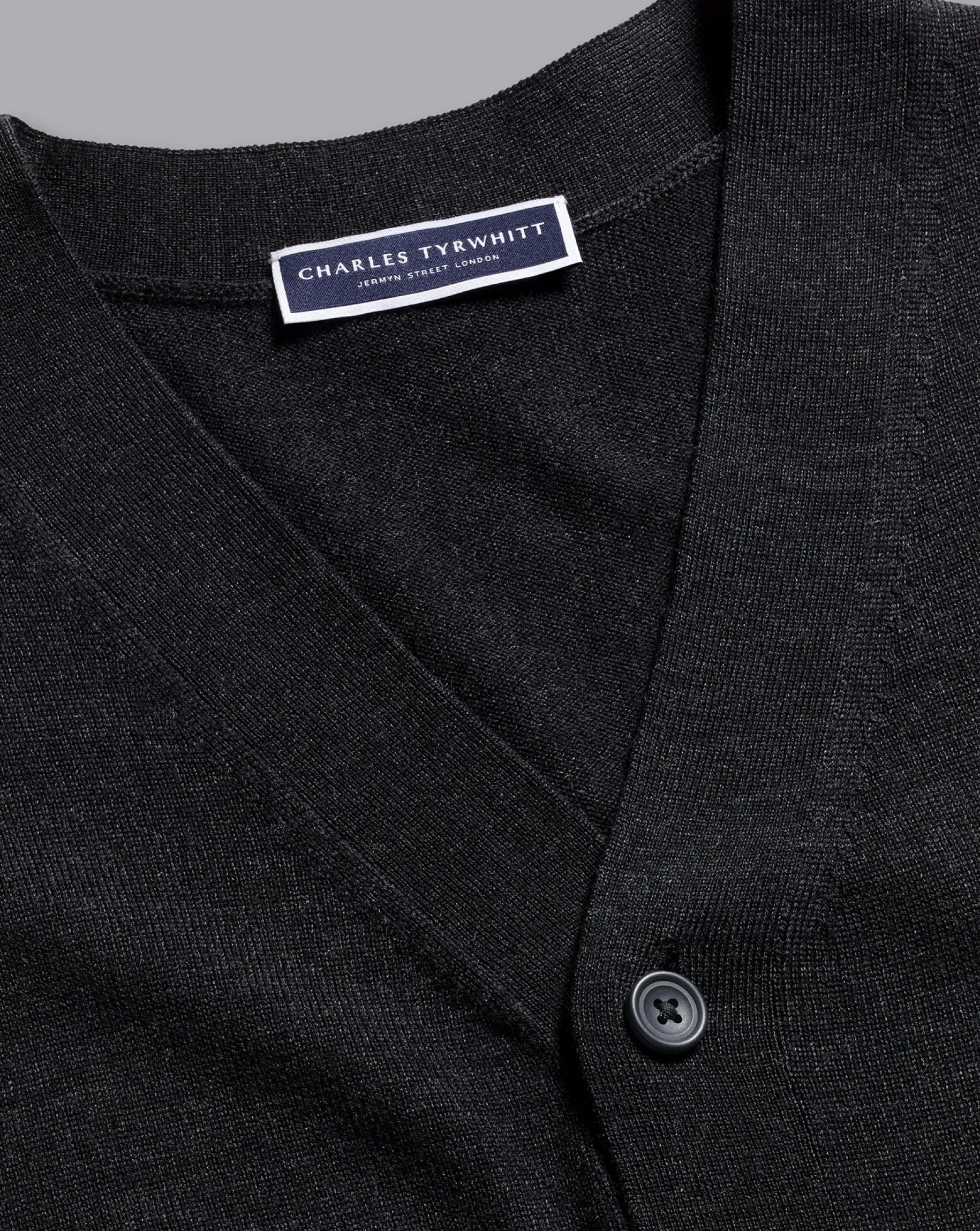 Grey Sweaters|Cardigans<Charles Tyrwhitt Merino Sleeveless Cardigan - Grey Charcoal