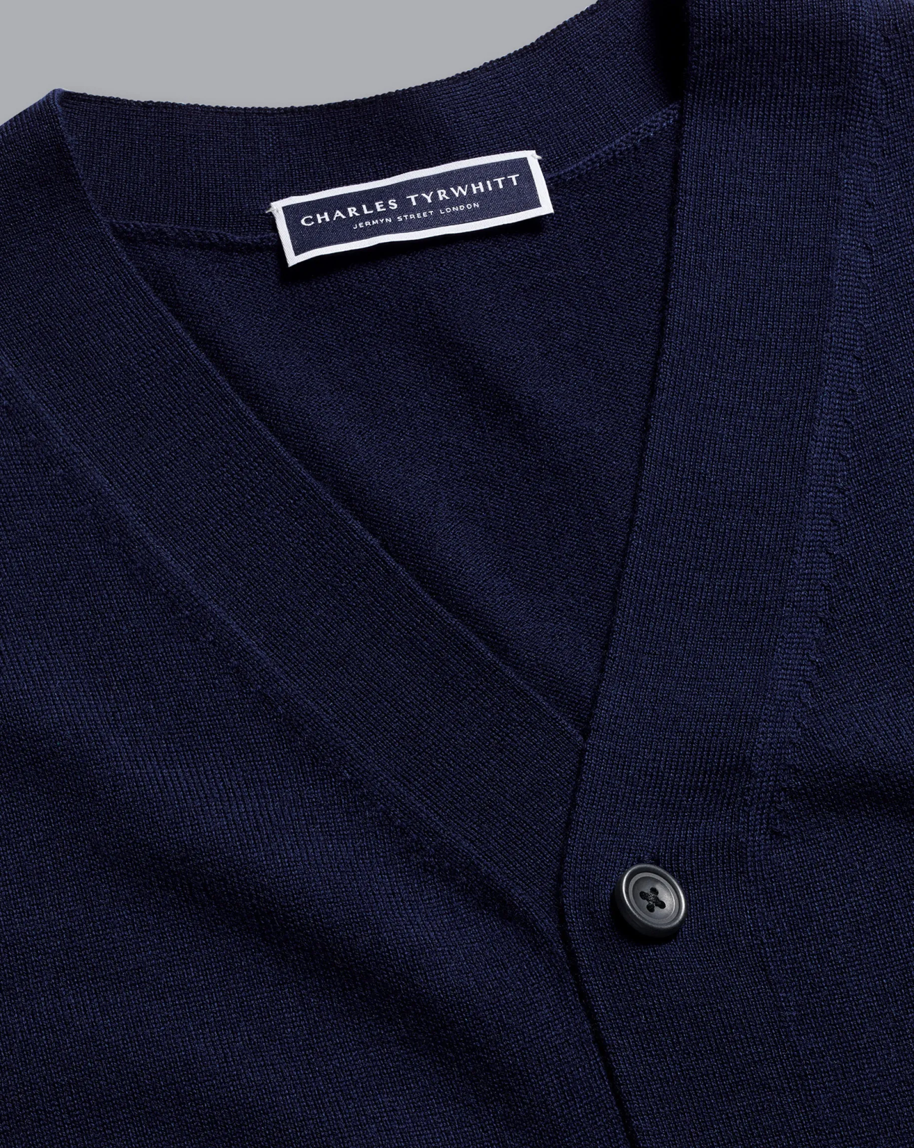 Blue Sweaters|Cardigans<Charles Tyrwhitt Merino Sleeveless Cardigan - Blue Navy