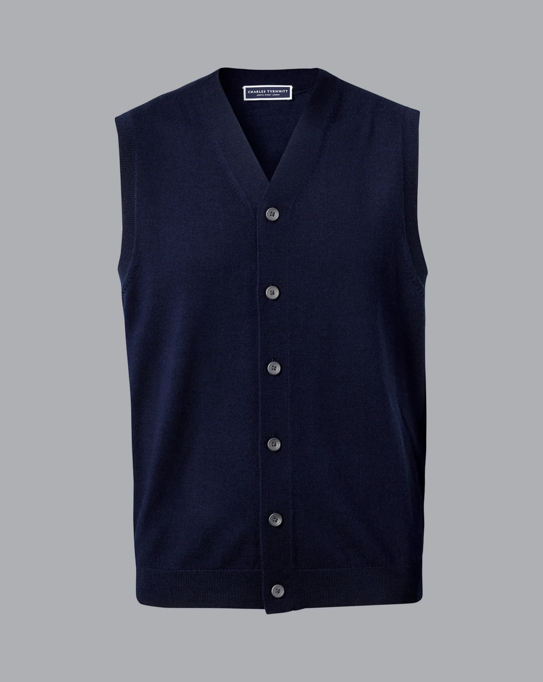Blue Sweaters|Cardigans<Charles Tyrwhitt Merino Sleeveless Cardigan - Blue Navy