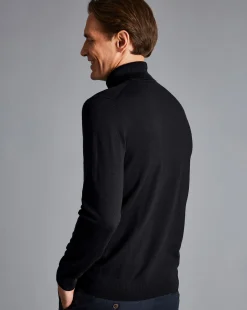 Turtleneck Sweaters|Sweaters<Charles Tyrwhitt Merino Turtleneck Sweater - Black