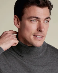 Seasonal Looks|Sweaters<Charles Tyrwhitt Merino Turtleneck Sweater - Grey