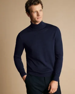Seasonal Looks|Sweaters<Charles Tyrwhitt Merino Turtleneck Sweater - Navy