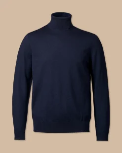 Seasonal Looks|Sweaters<Charles Tyrwhitt Merino Turtleneck Sweater - Navy