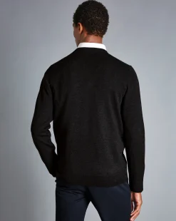 V-Neck Sweaters|Sweaters<Charles Tyrwhitt Merino V-Neck Sweater - Grey Charcoal