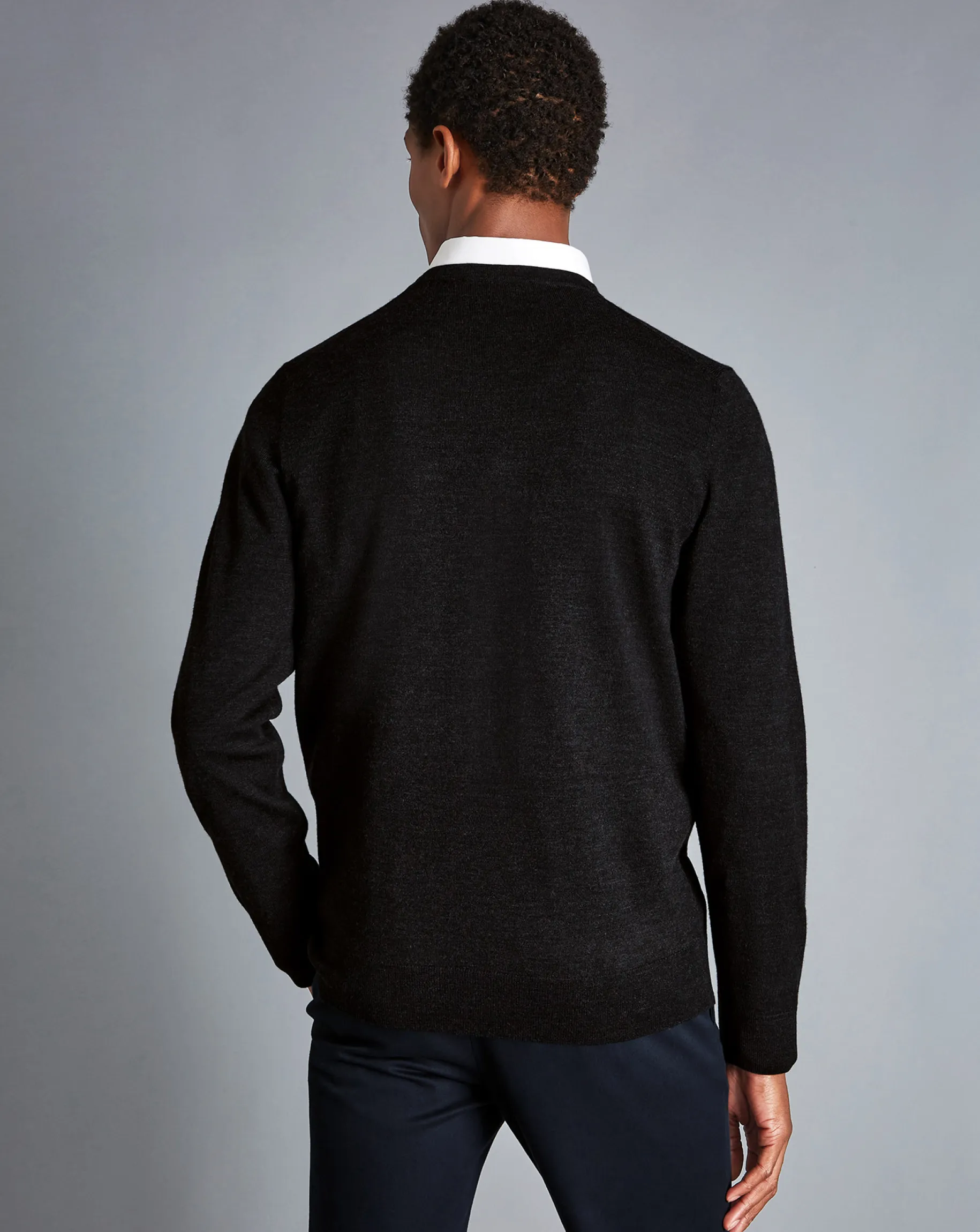 V-Neck Sweaters|Sweaters<Charles Tyrwhitt Merino V-Neck Sweater - Grey Charcoal