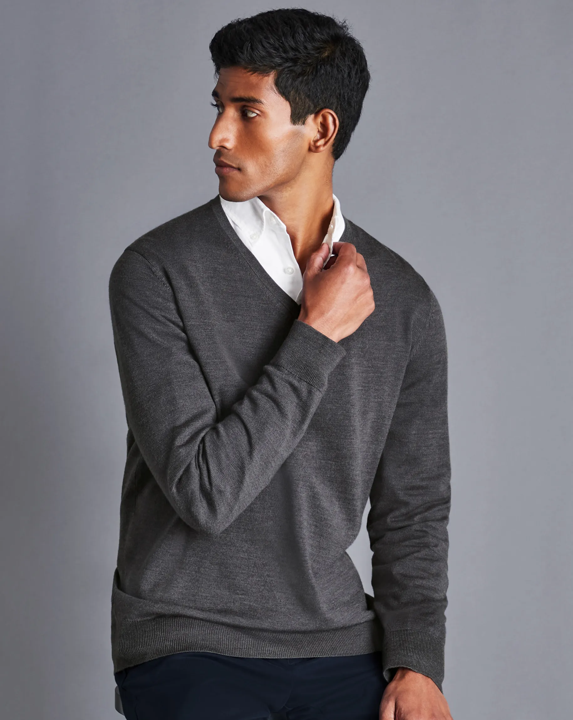 V-Neck Sweaters|Sweaters<Charles Tyrwhitt Merino V-Neck Sweater - Grey